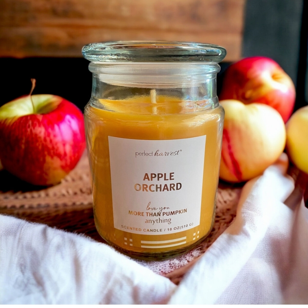 Apple Orchard Scented 18oz Candle New Love You More Than Pumpkin Anything